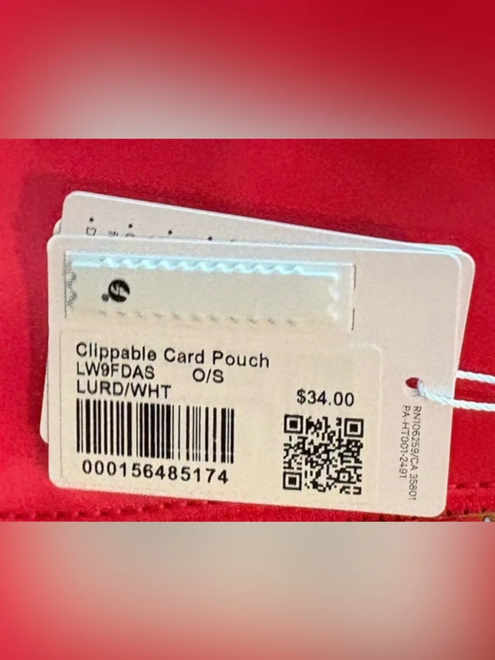 lululemon Bright Red Clippable Card Pouch
